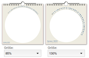 Das Kalendarium des Fotokalenders können Sie die Größe je nach Wunsch individuell anpassen.